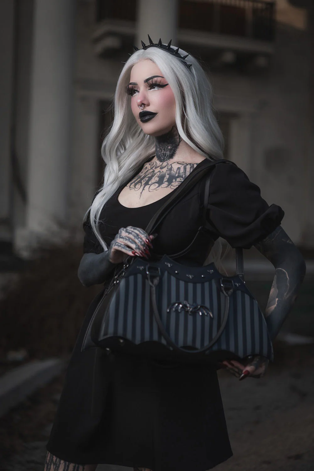 Pinstripe Bat Handbag - Image 6