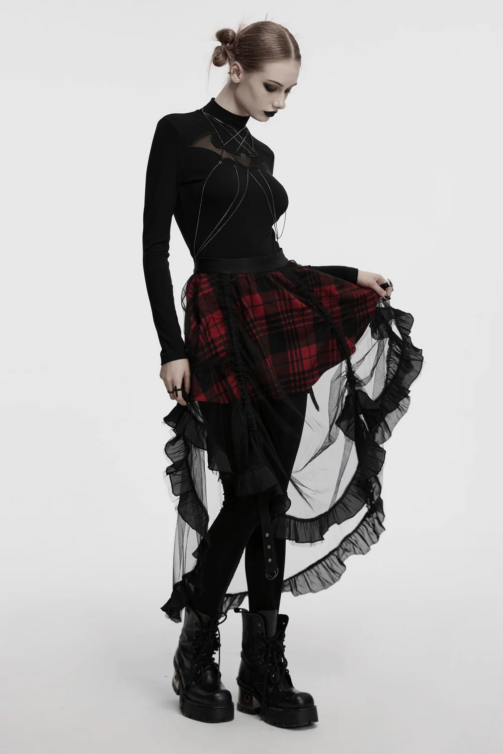 Pixie Dust Plaid Mesh Skirt