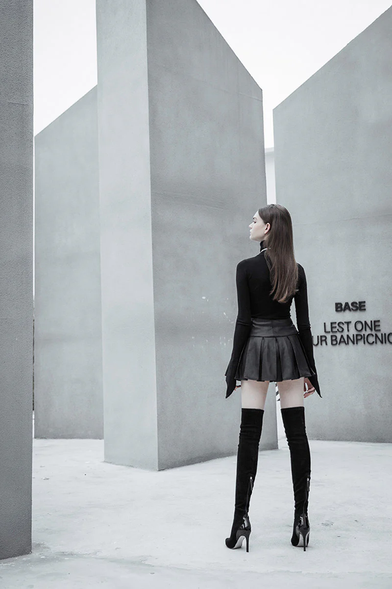 Pleather Pleated Skirt - Image 3