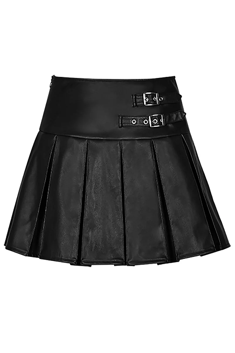 Pleather Pleated Skirt - Image 4
