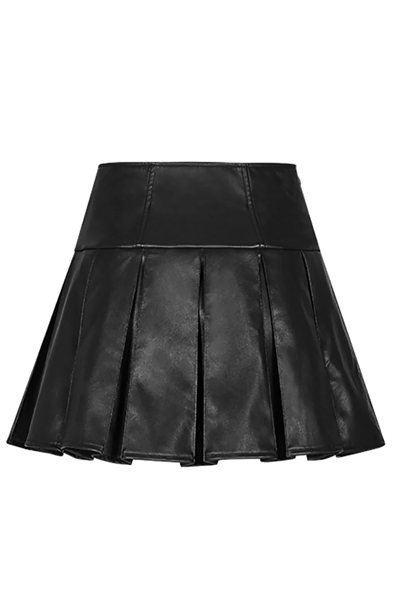 Pleather Pleated Skirt - Image 5