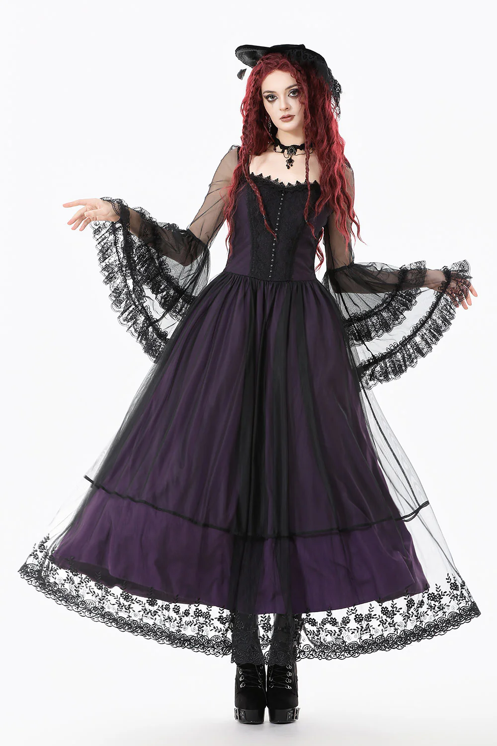 Plum Wine Long Lace Dress