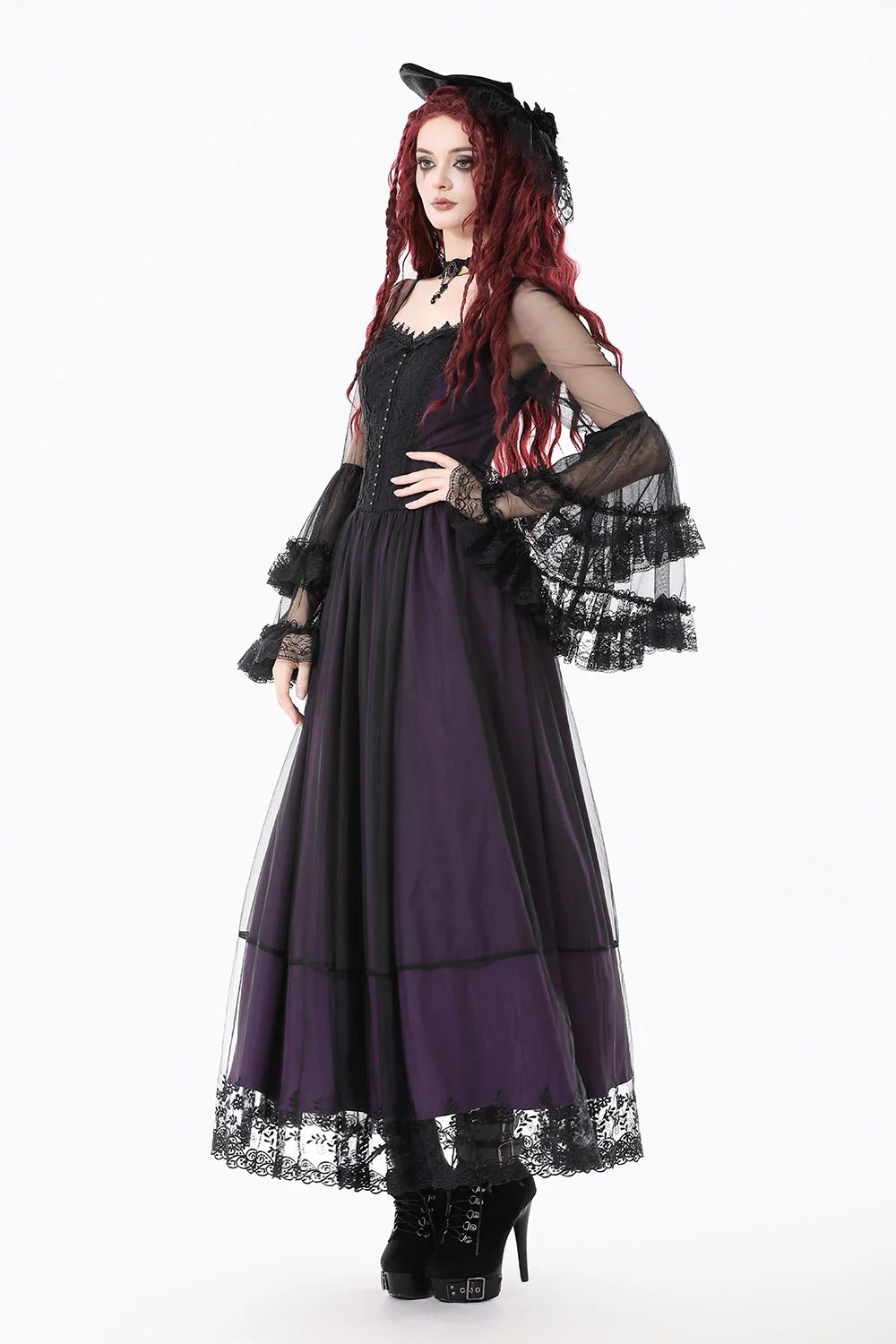Plum Wine Long Lace Dress - Image 2