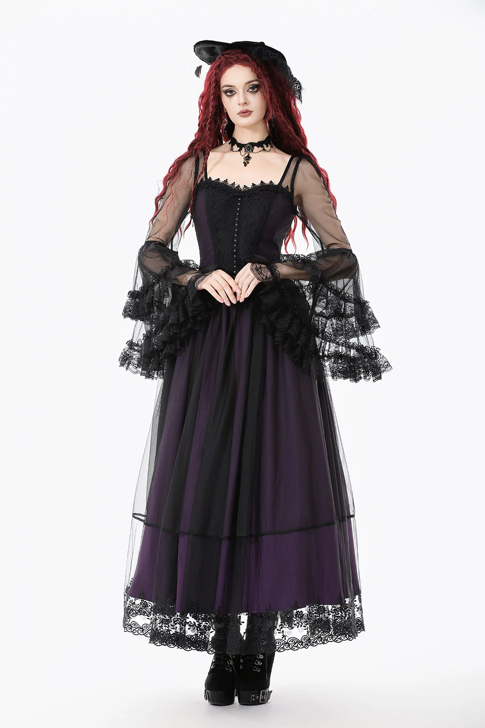 Plum Wine Long Lace Dress - Image 4
