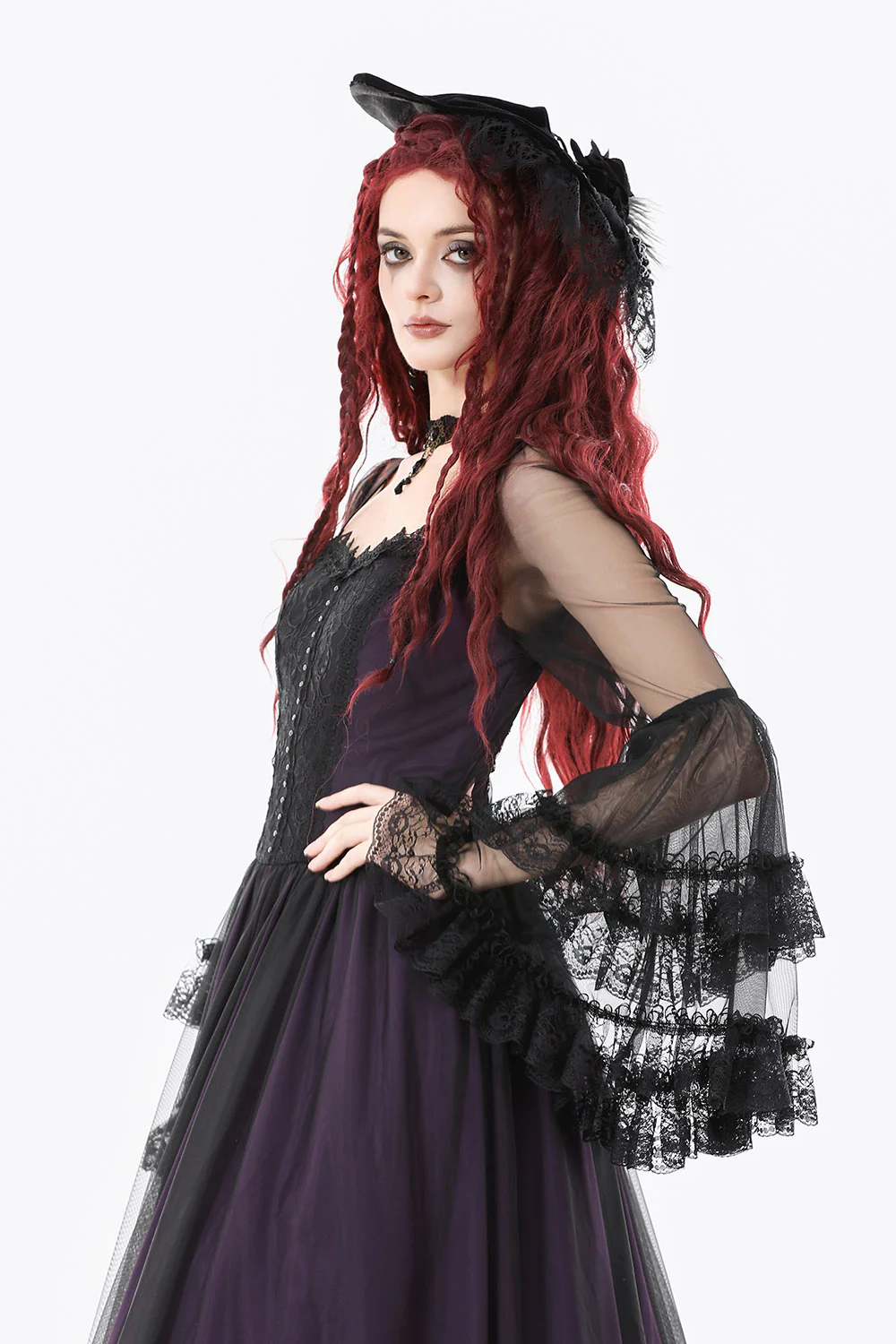 Plum Wine Long Lace Dress - Image 7