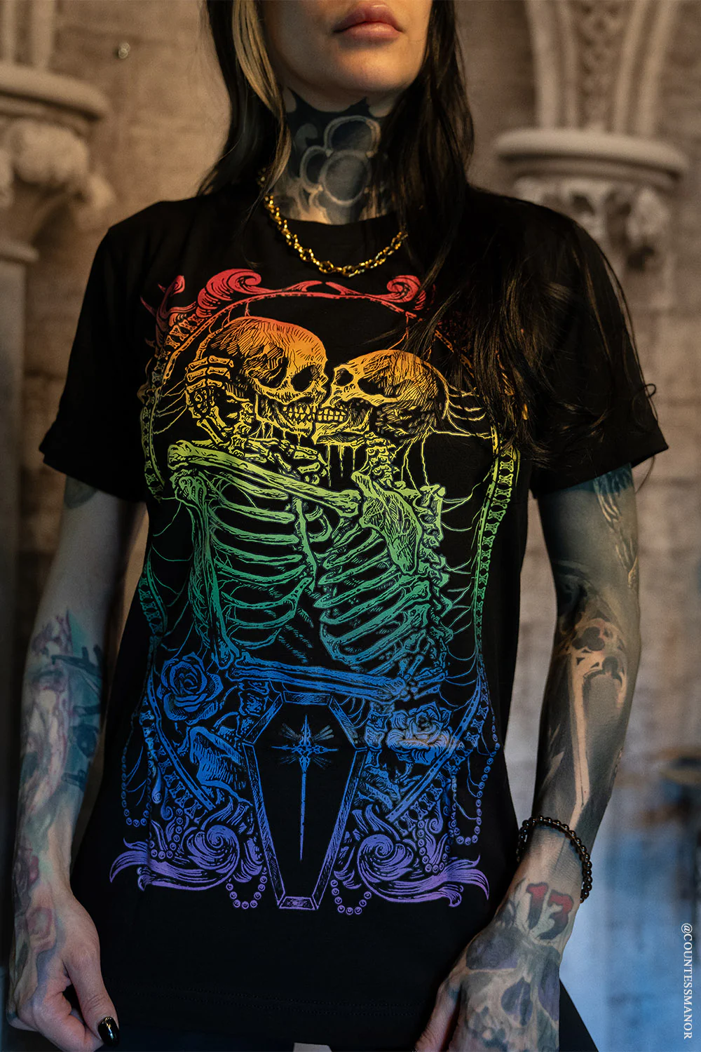 Pride Skeleton Love T-shirt [RAINBOW] - Image 2