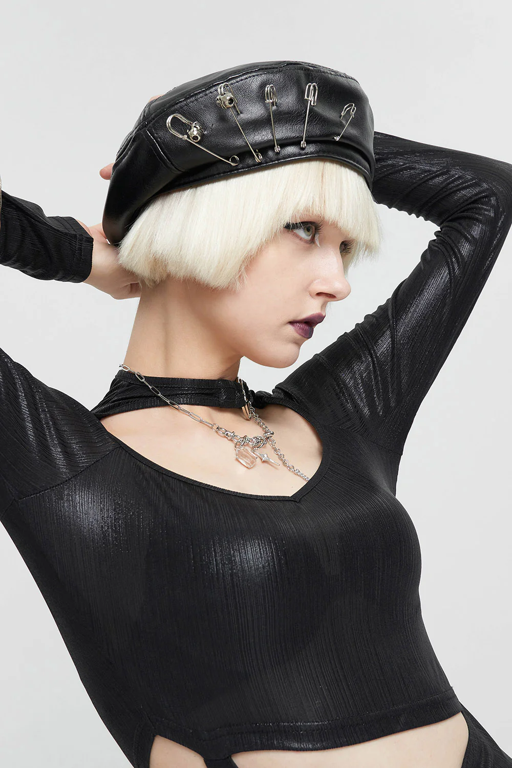 Punk Leather Beret - Image 5