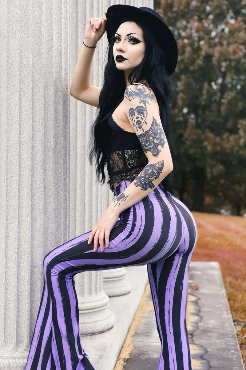 Purple and Black Striped Hellz Bellz Flares [BLACK/PURPLE] - Image 2