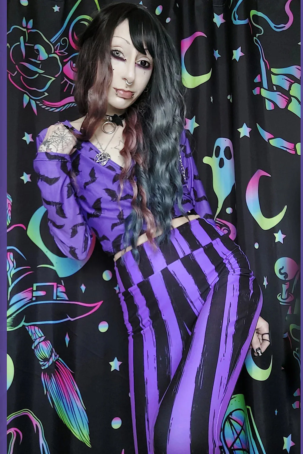 Purple and Black Striped Hellz Bellz Flares [BLACK/PURPLE] - Image 8