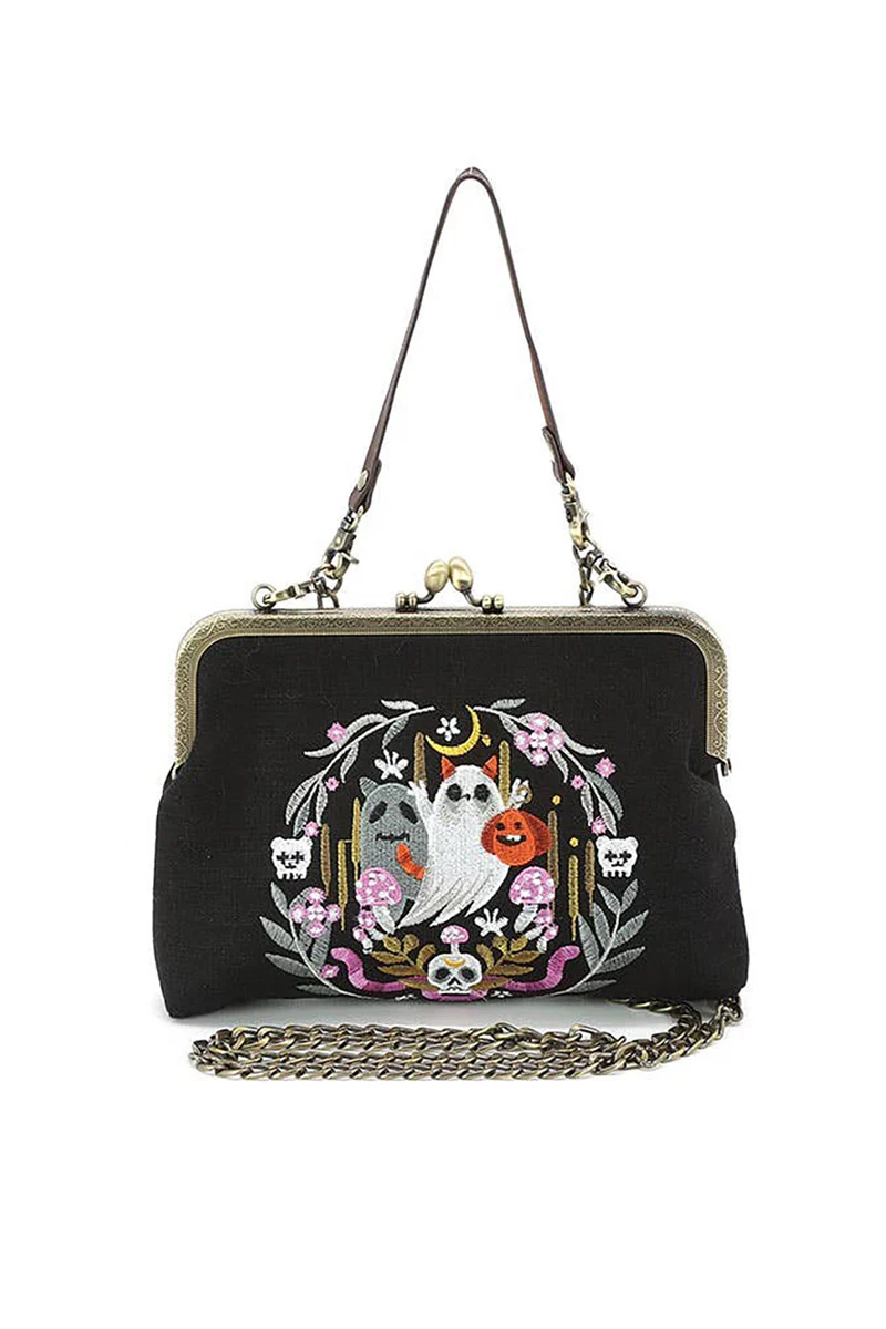 Purple Snake & Ghost Wreath Kisslock Bag