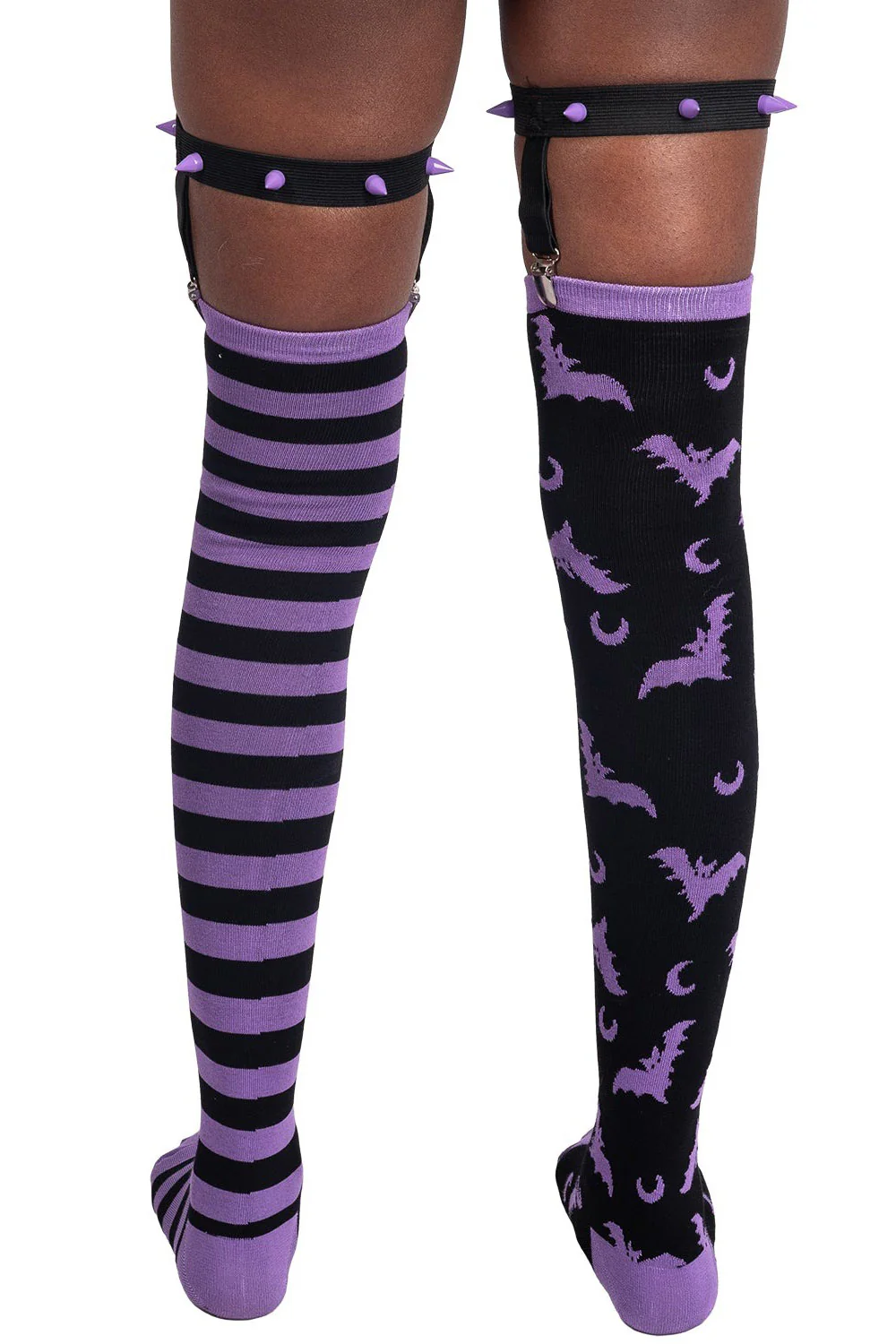 Purple Stripes Thigh High Garter Socks [BLACK/PURPLE] - Image 6