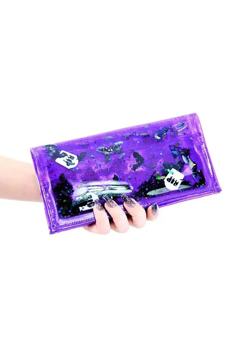 Too Cute to Spook Liquid Glitter Wallet [Purple] - Image 2