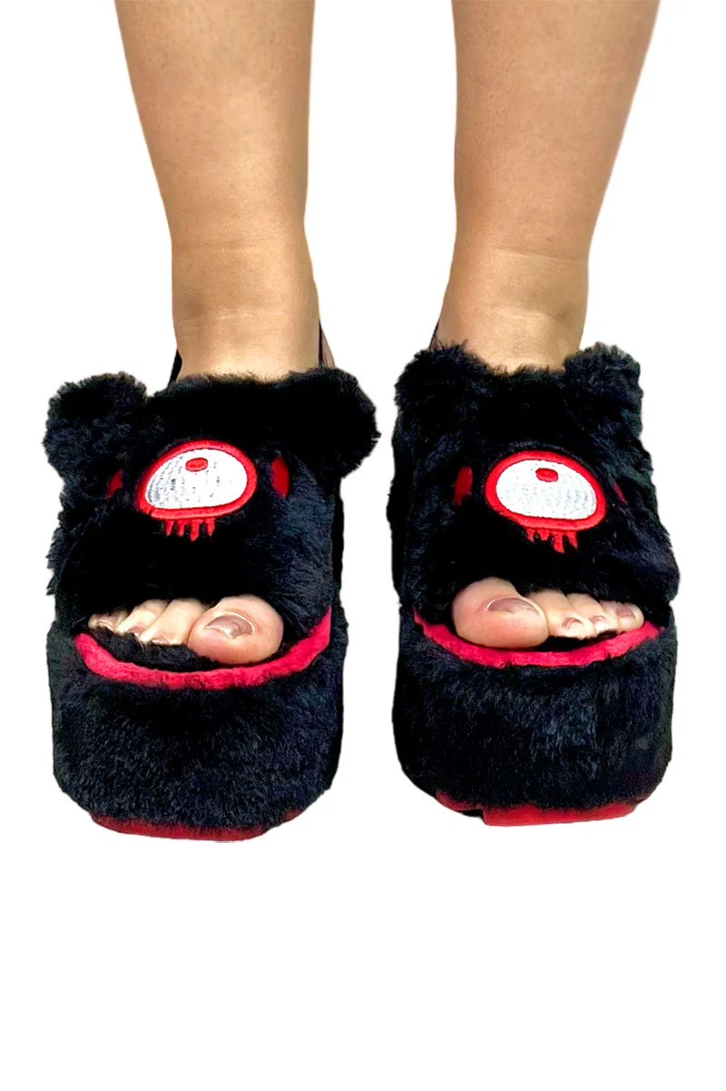 QOZII Slide Gloomy Bear Platform Sandals [BLACK] - Image 3