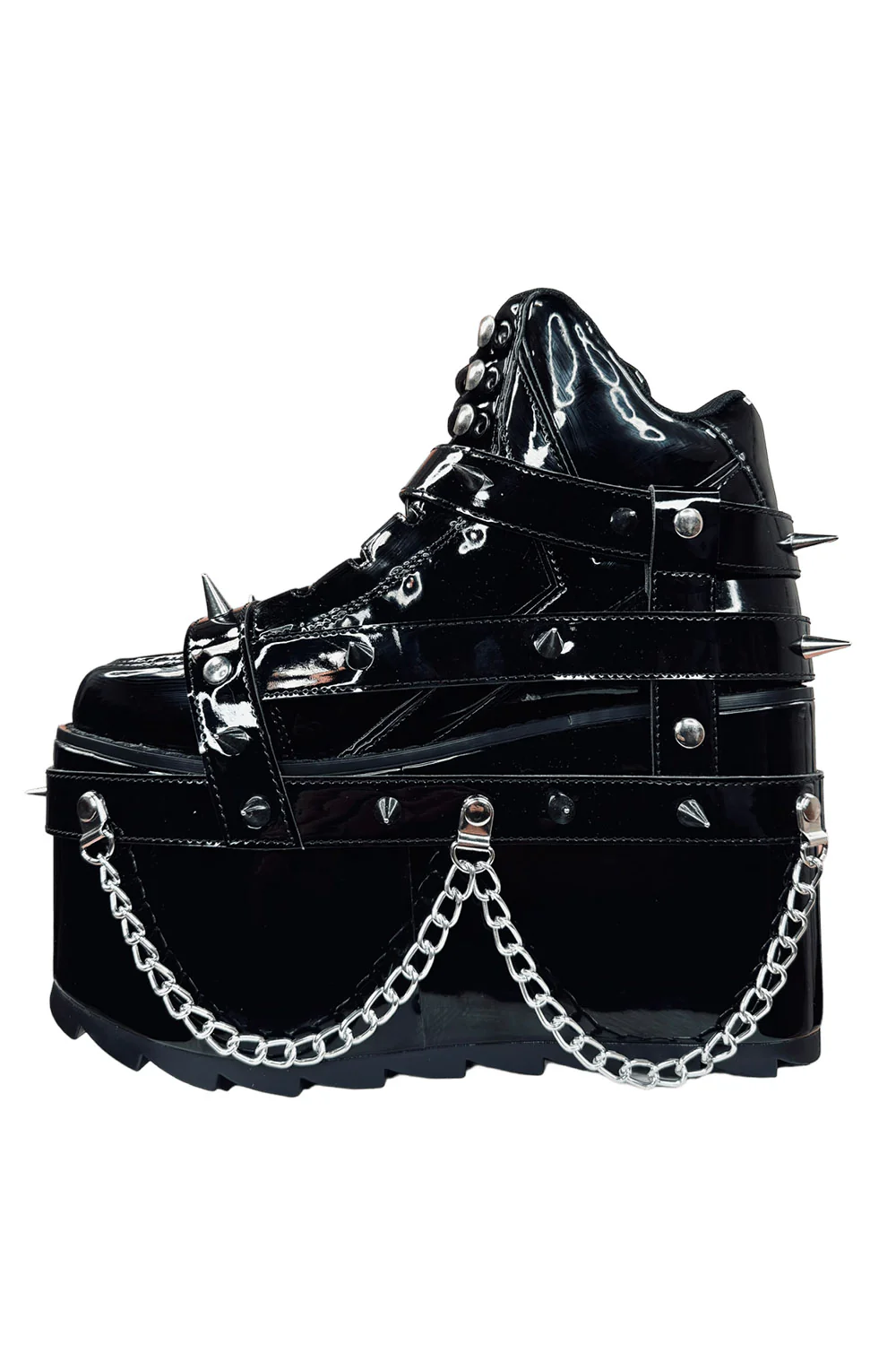 QOZMO BNDG Spike Punk Platforms [Black/Patent Silver] - Image 5
