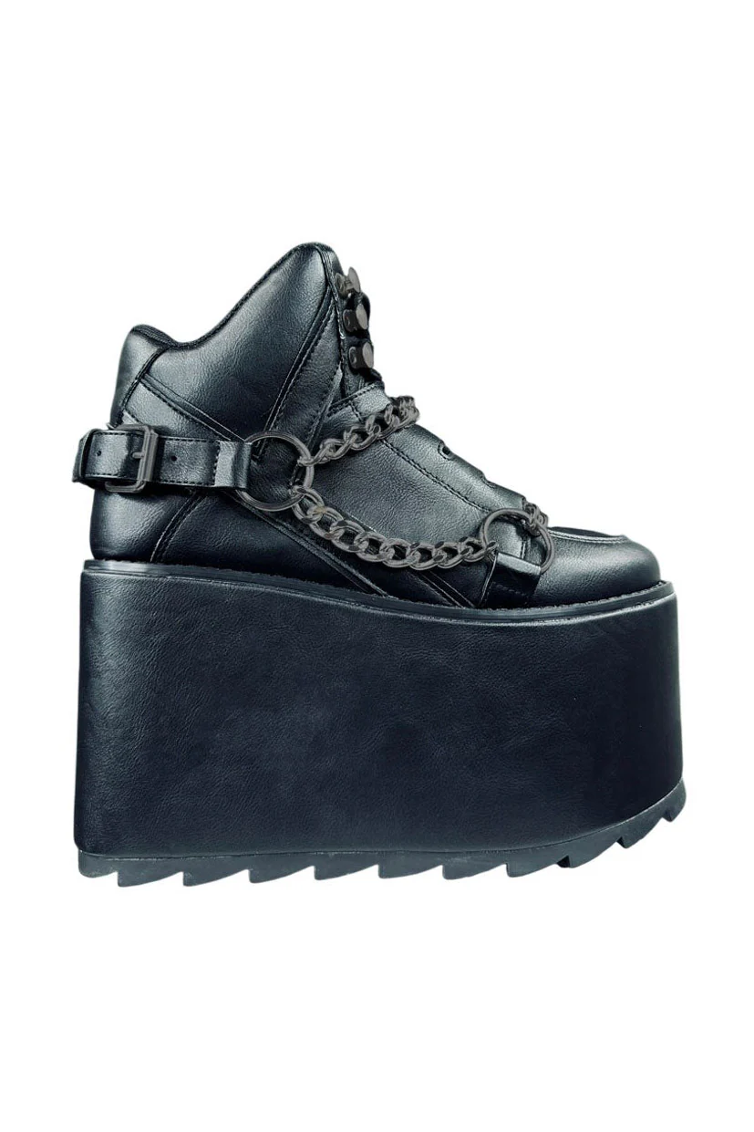 Qozmo Chain Platform Ankle Boots [Black] - Image 2