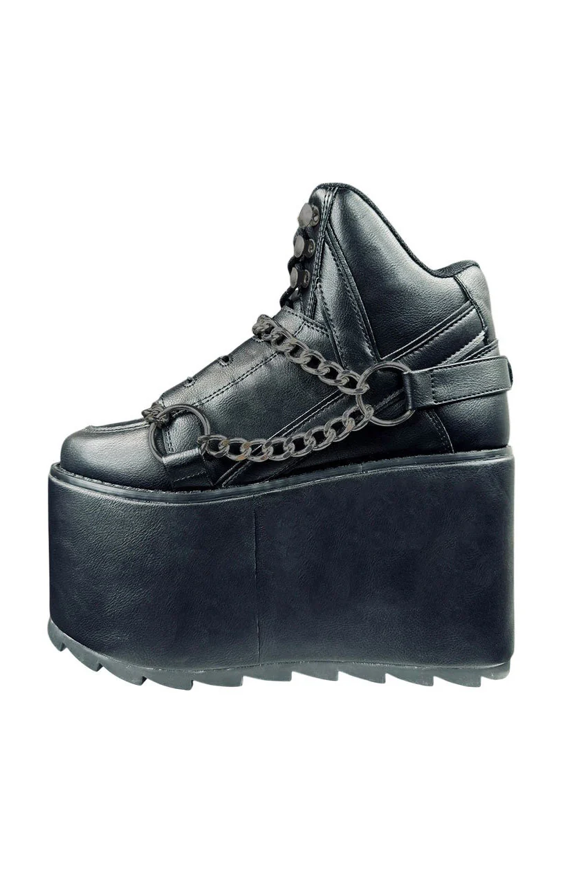 Qozmo Chain Platform Ankle Boots [Black] - Image 4