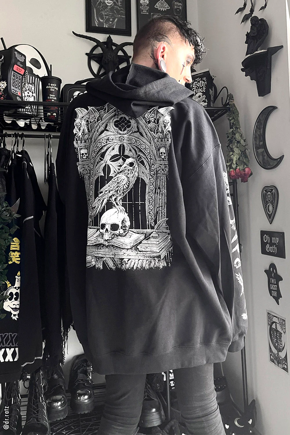 Quoth the Raven Hoodie [GRAY] - Image 3
