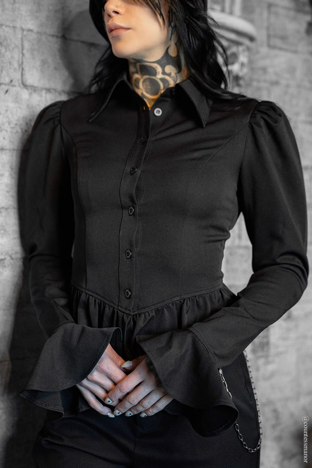 Ravenmourne Puff Sleeve Peplum Top - Image 6
