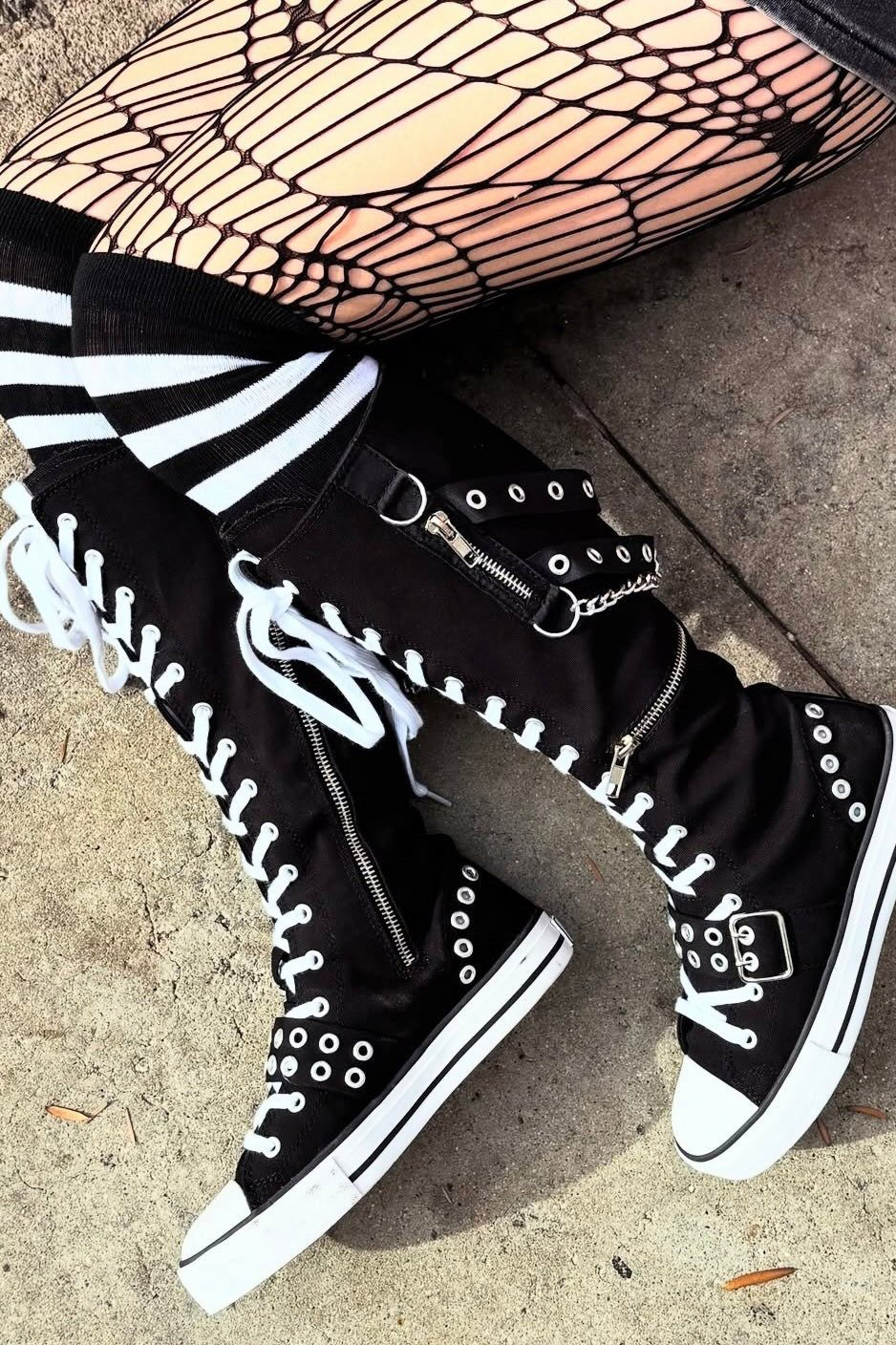 Rawr XD Knee-High Sneakers [Black/White] - Image 2