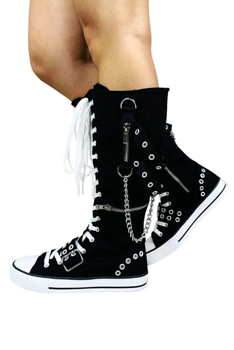 Rawr XD Knee-High Sneakers [Black/White] - Image 5