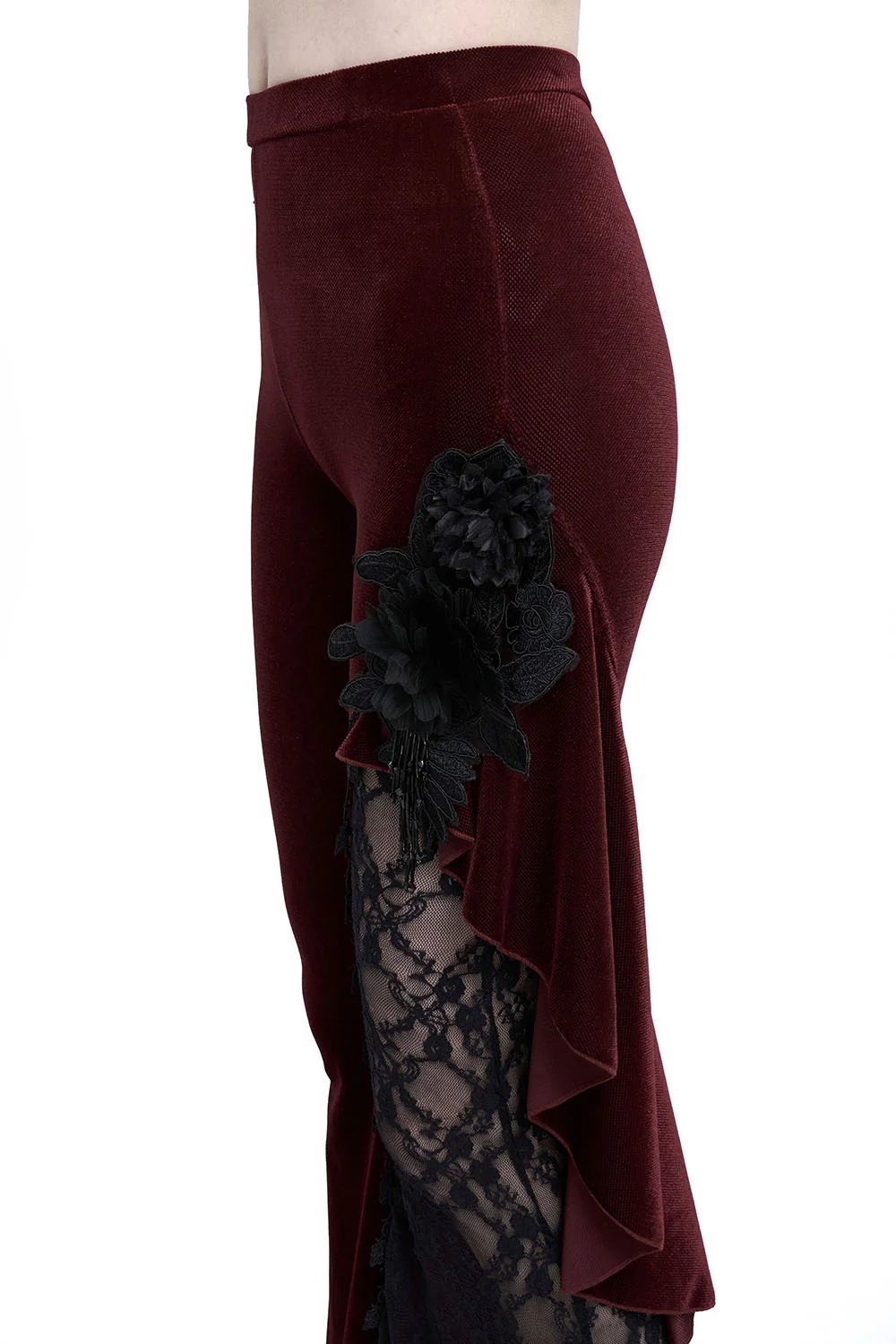 Red Wine Velvet Bell Bottoms - Image 6