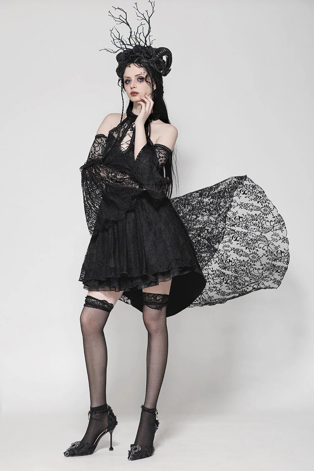 Relic Black Lace Halter Dress - Image 4