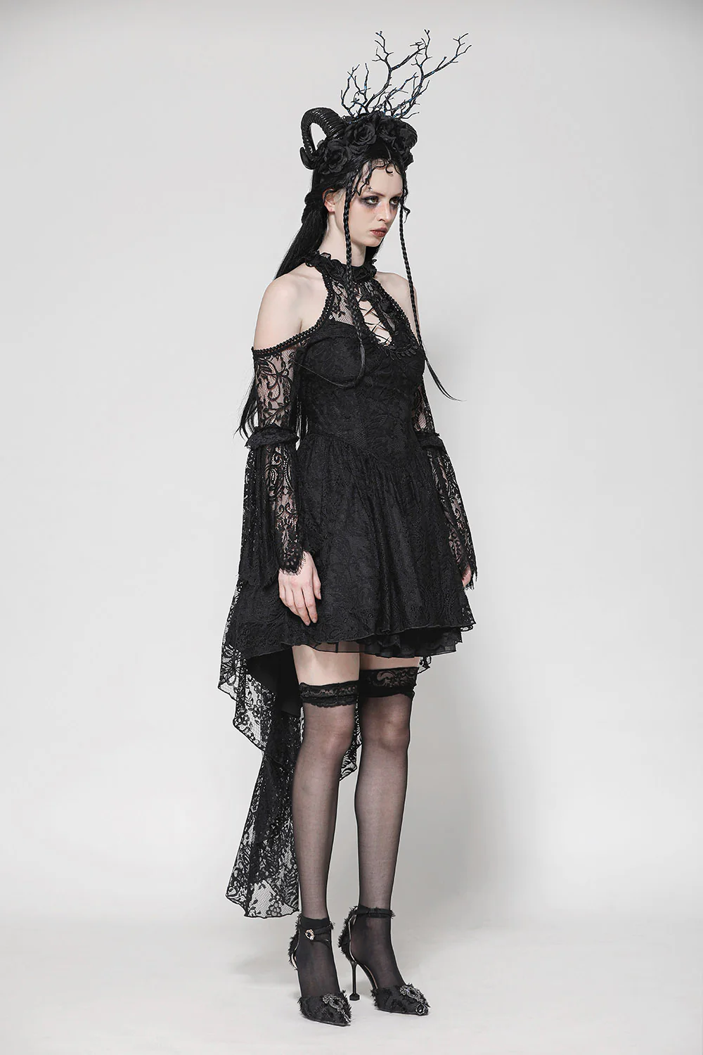 Relic Black Lace Halter Dress - Image 5