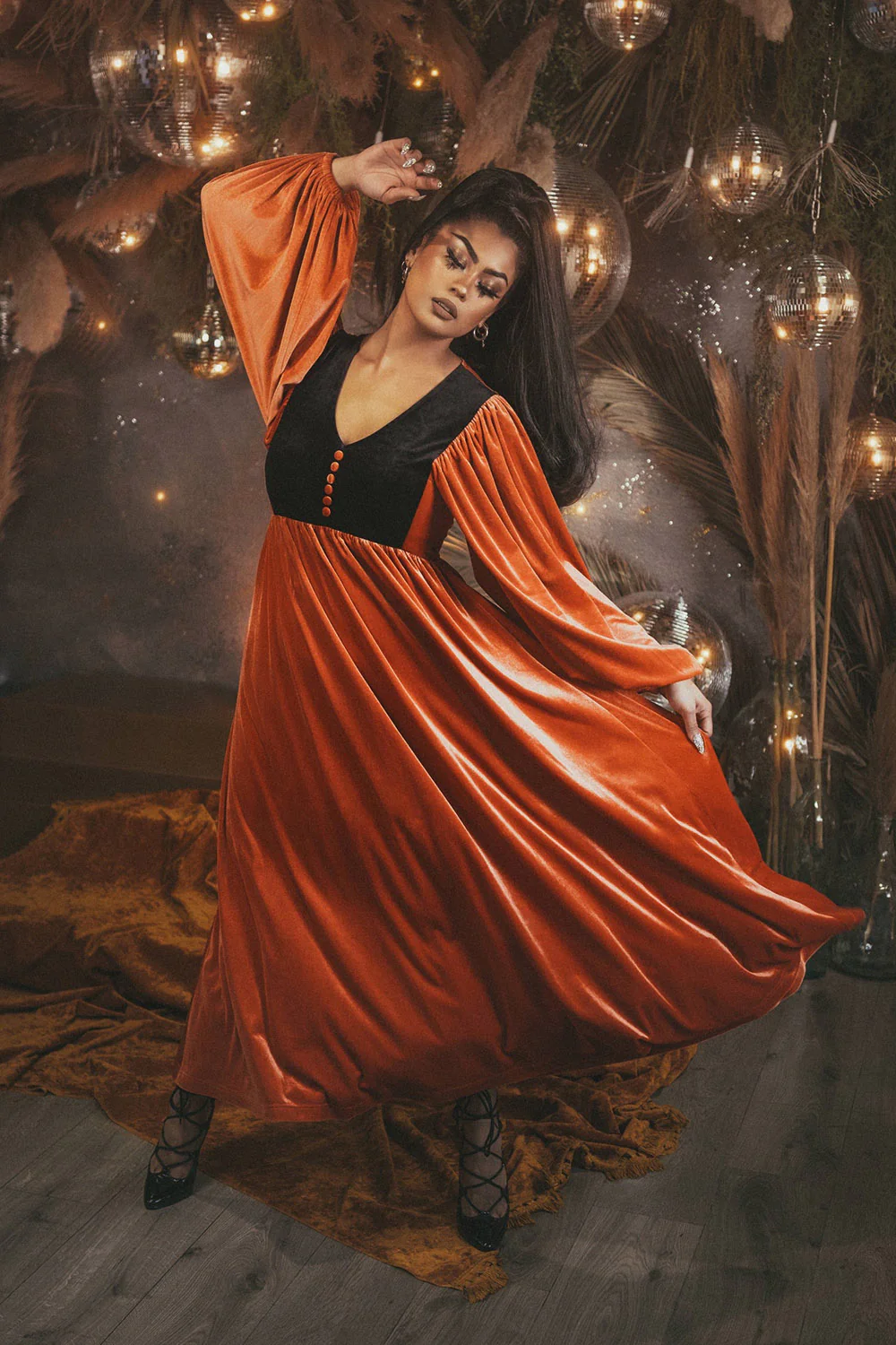 Rhiannon Dress [ORANGE/BLACK] - Image 8