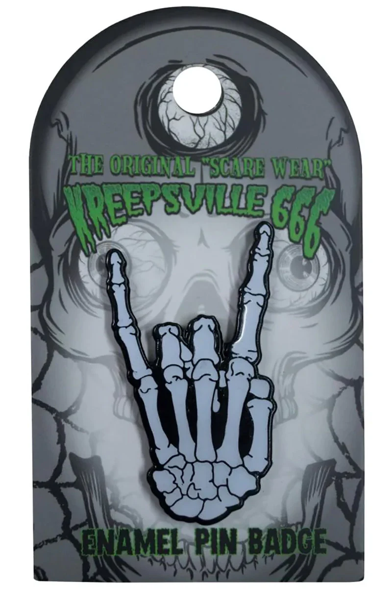 Rock On Skeleton Enamel Pin [Glows in the Dark] - Image 2