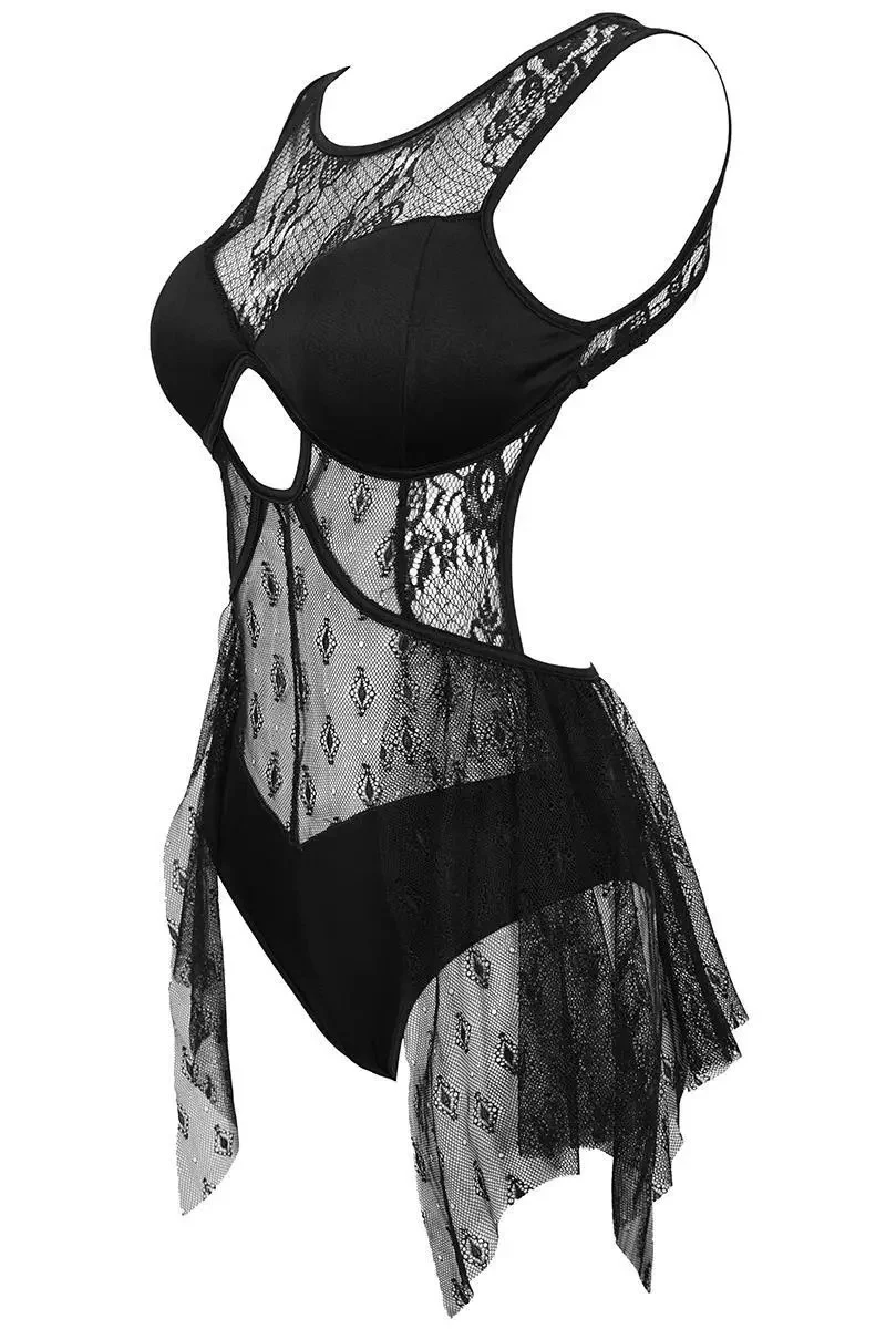 Romantic Goth One Piece Swimsuit - Image 7