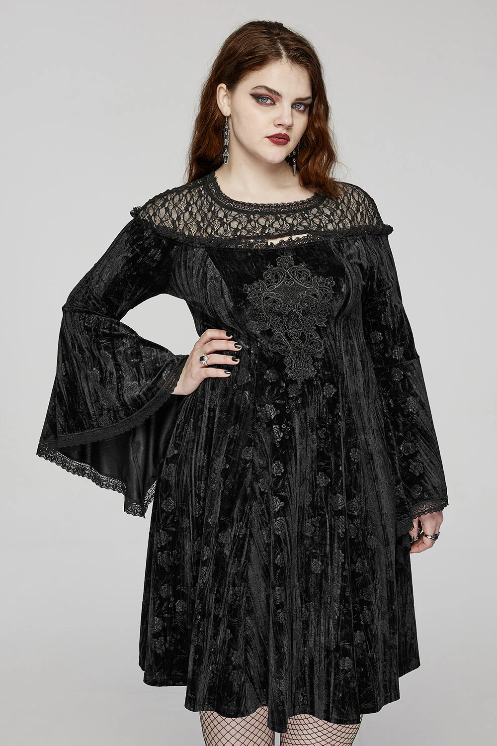 Rose Funeral Velvet Dress [Plus Size] - Image 2