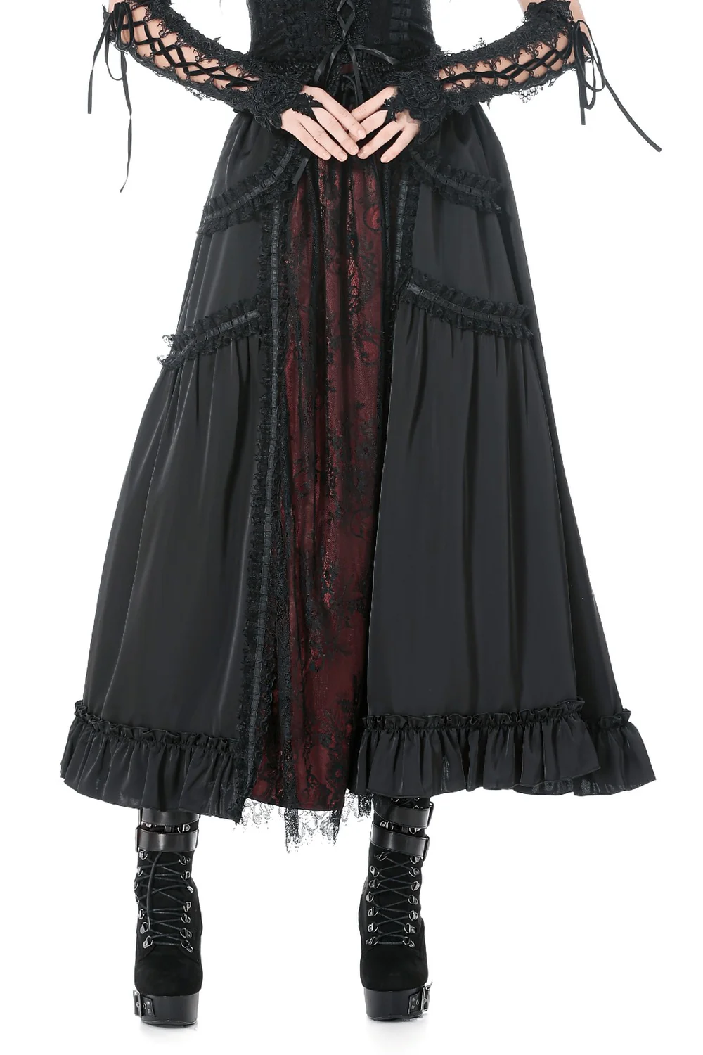 Rubied Roses Lace Skirt [Red] - Image 3