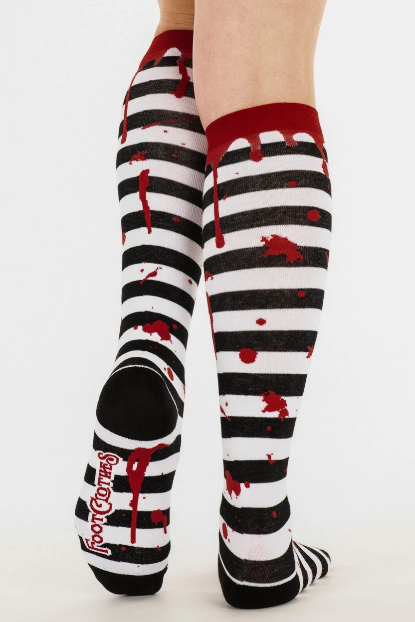 Sanguine Stripes Blood Splatter Knee High Socks - Image 4