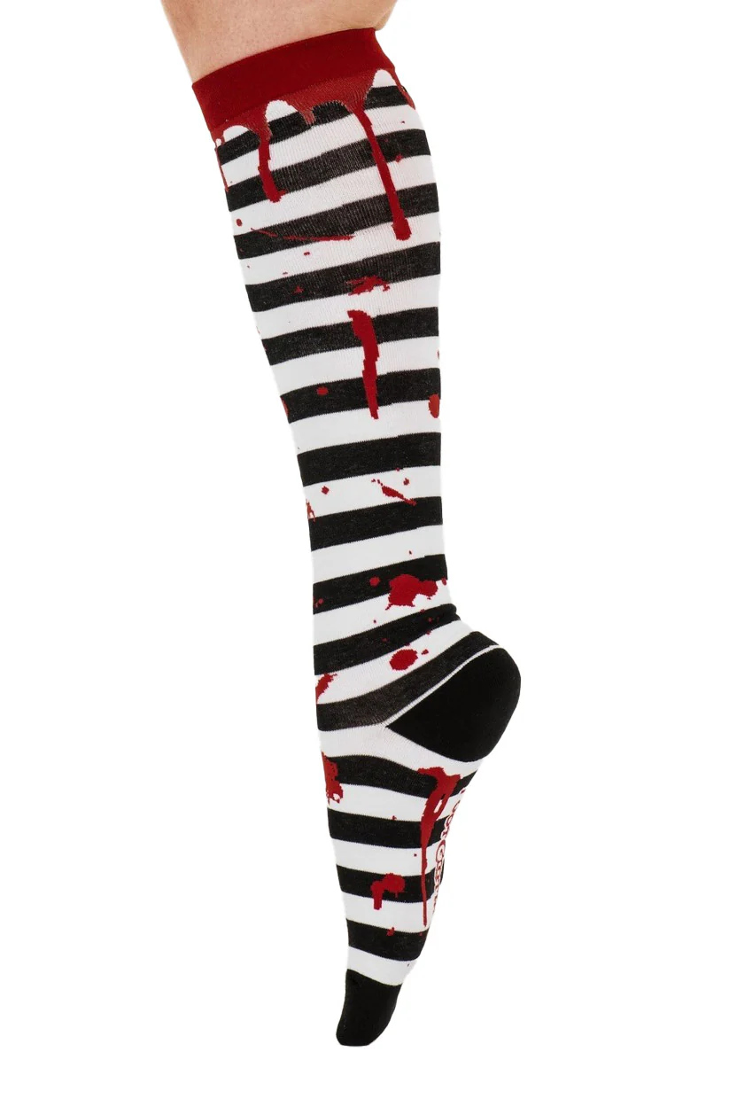 Sanguine Stripes Blood Splatter Knee High Socks - Image 7