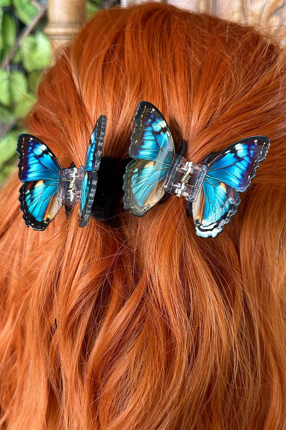 Sapphire Blue Twin Butterfly Hair Clip Set