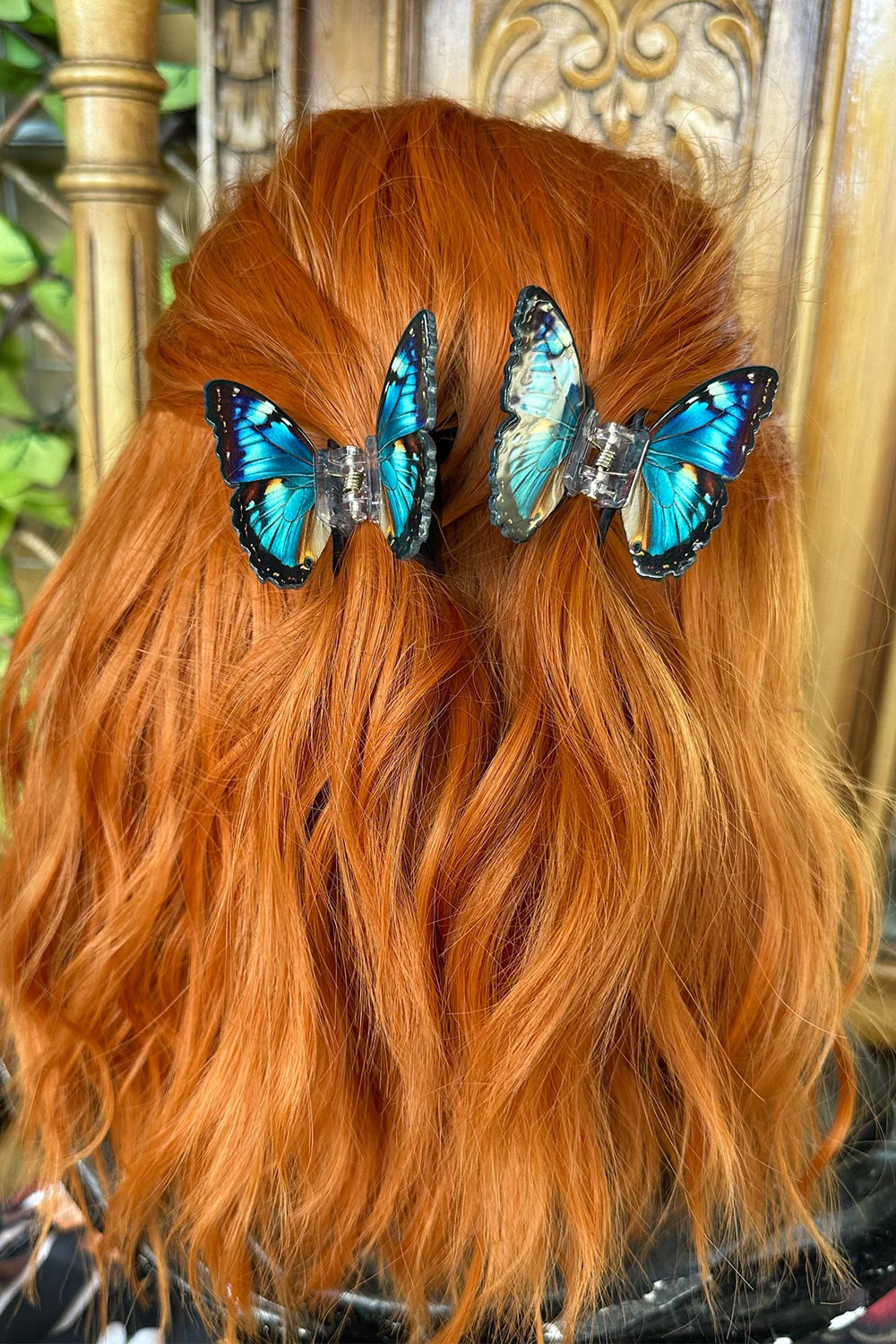 Sapphire Blue Twin Butterfly Hair Clip Set - Image 5