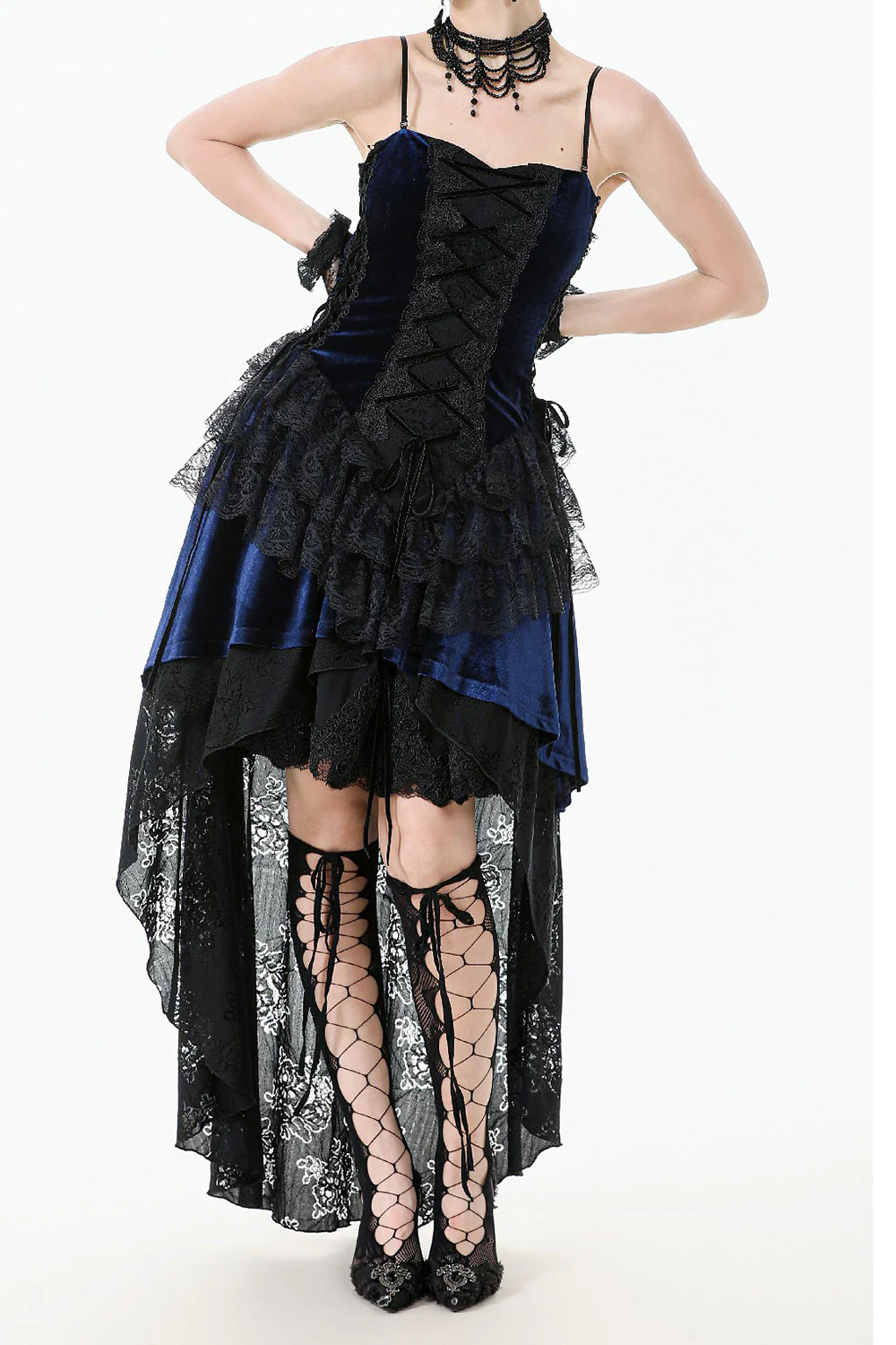Sapphire Lace-Up Gown with Train - Image 5