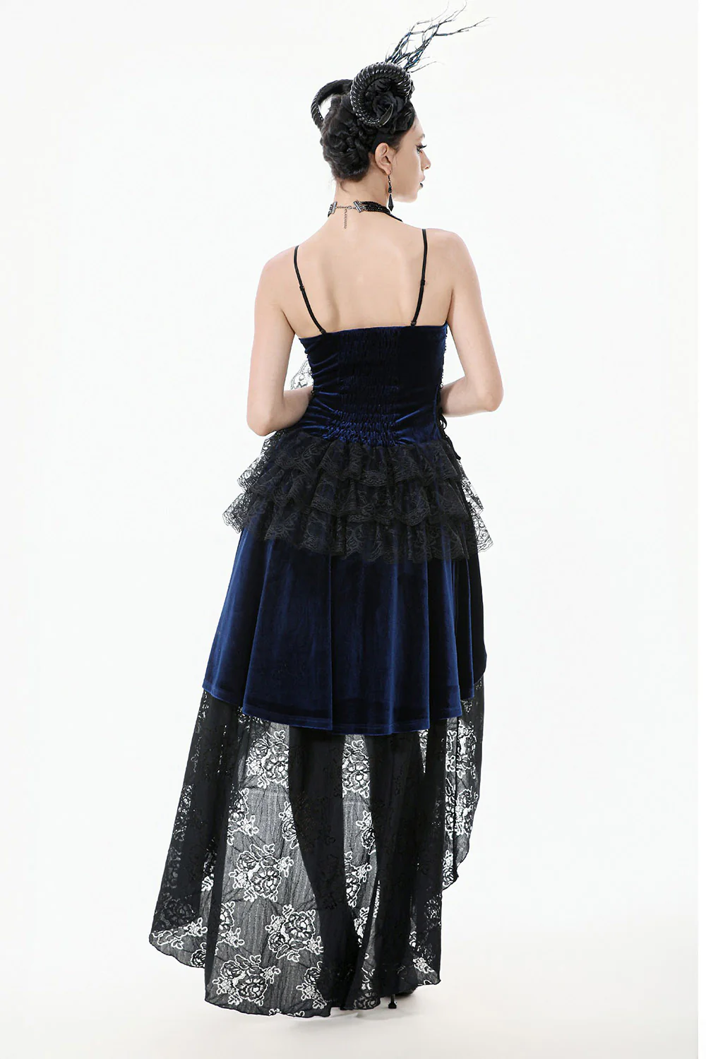 Sapphire Lace-Up Gown with Train - Image 7