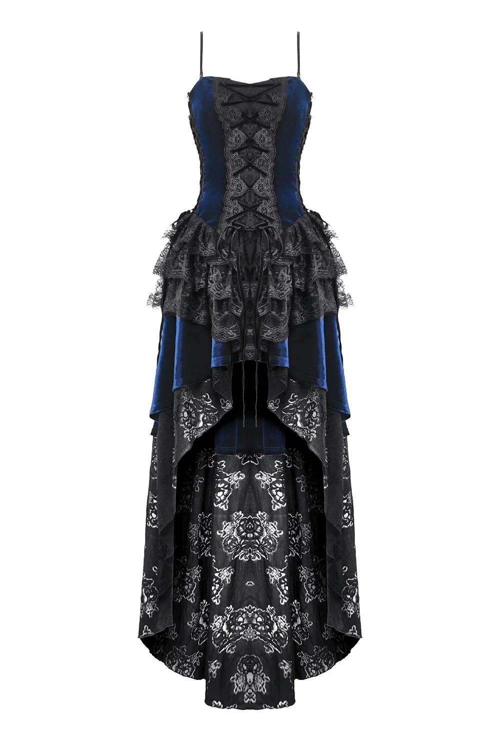 Sapphire Lace-Up Gown with Train - Image 9