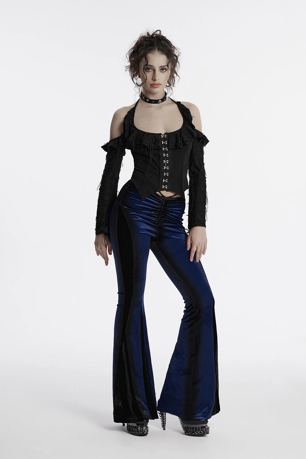 Sapphire Moon Velvet Bell Bottoms [Blue] - Image 4