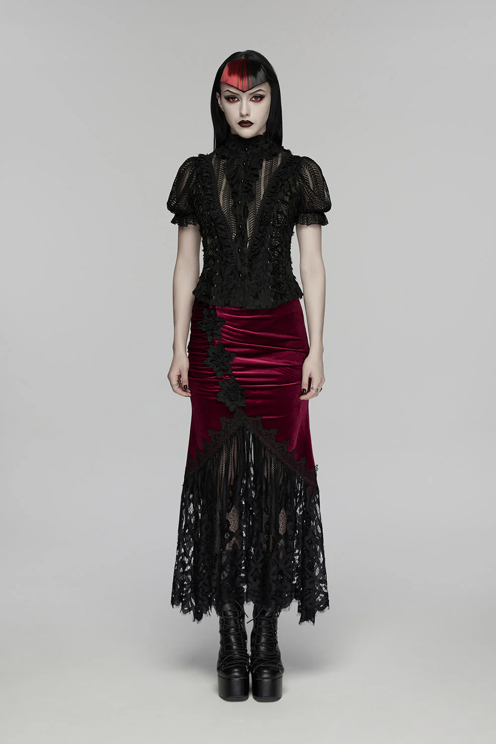 Scarlet Veil Lace Skirt [Wine Red] - Image 3