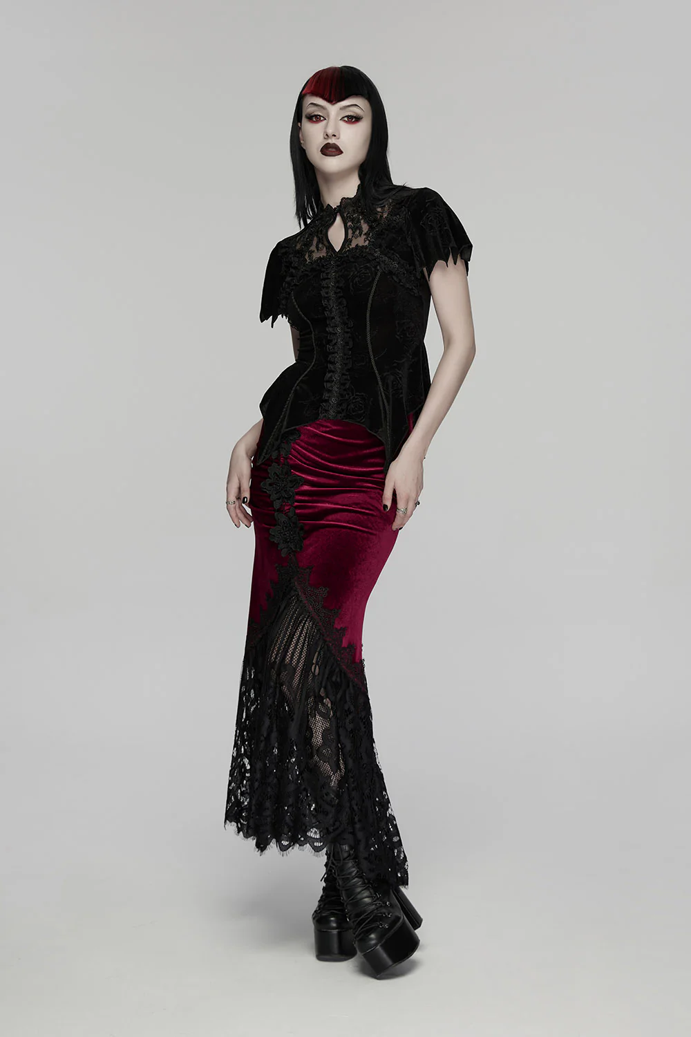 Scarlet Veil Lace Skirt [Wine Red] - Image 5