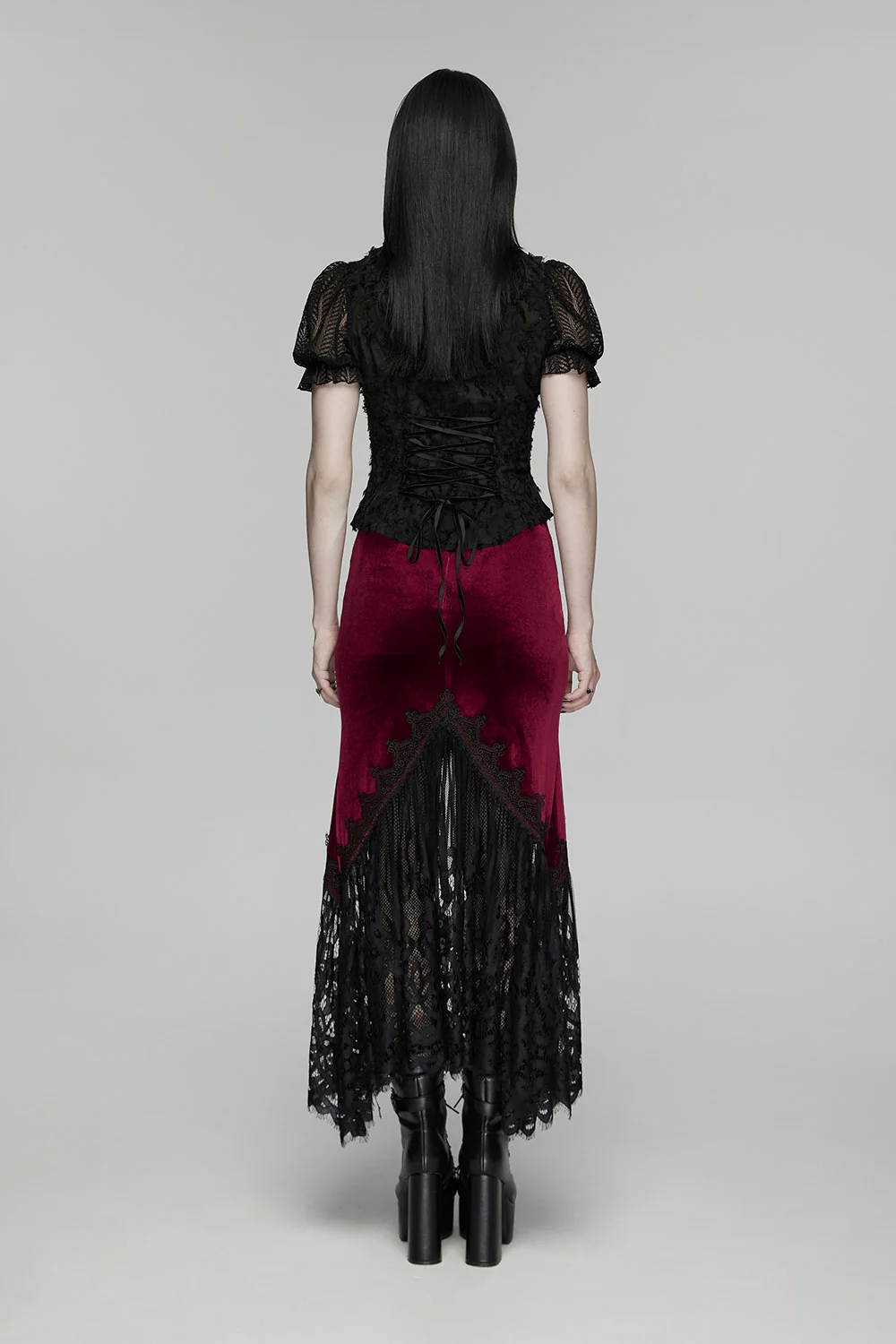 Scarlet Veil Lace Skirt [Wine Red] - Image 6