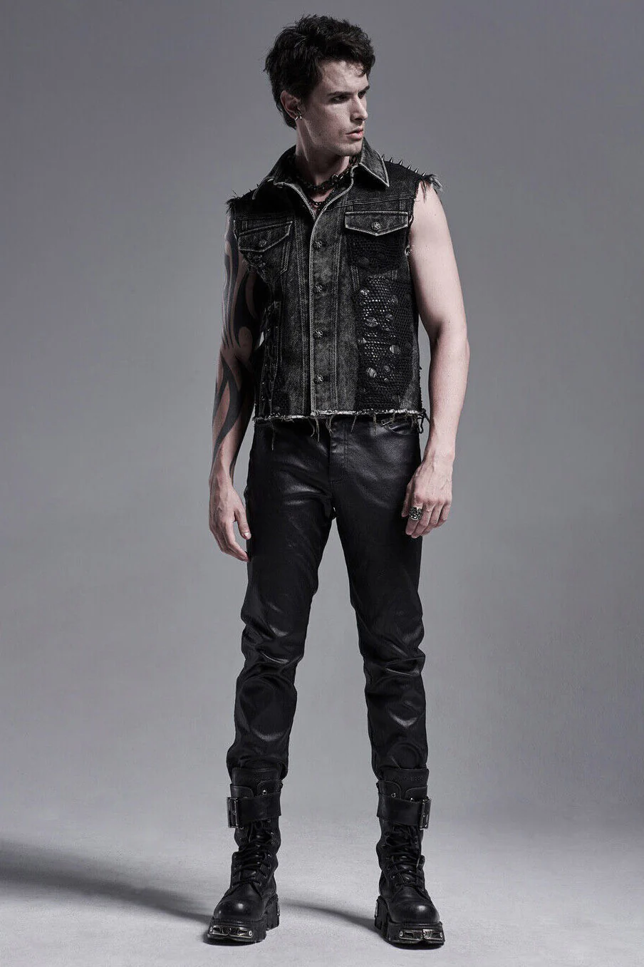 Scavenger Denim Spiked Vest - Image 5