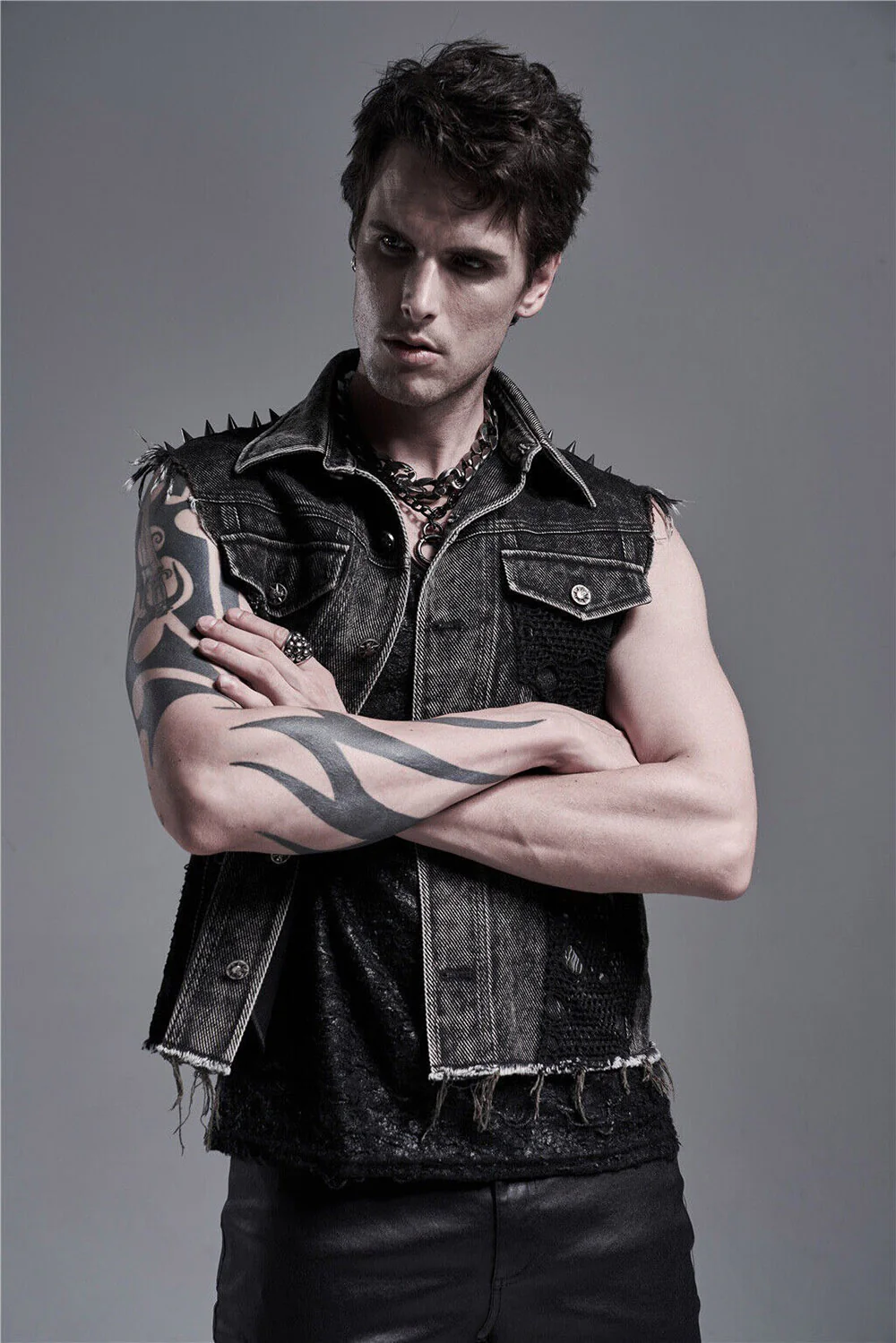 Scavenger Denim Spiked Vest - Image 6