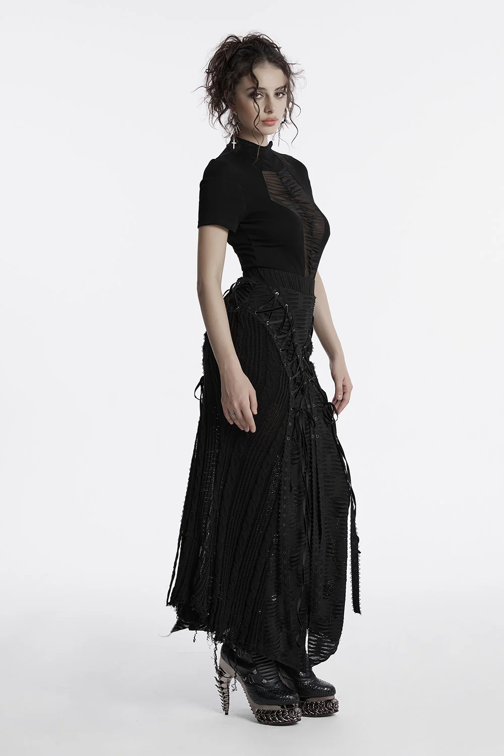 Siren's Wail Distressed Lace-Up Skirt - Image 2