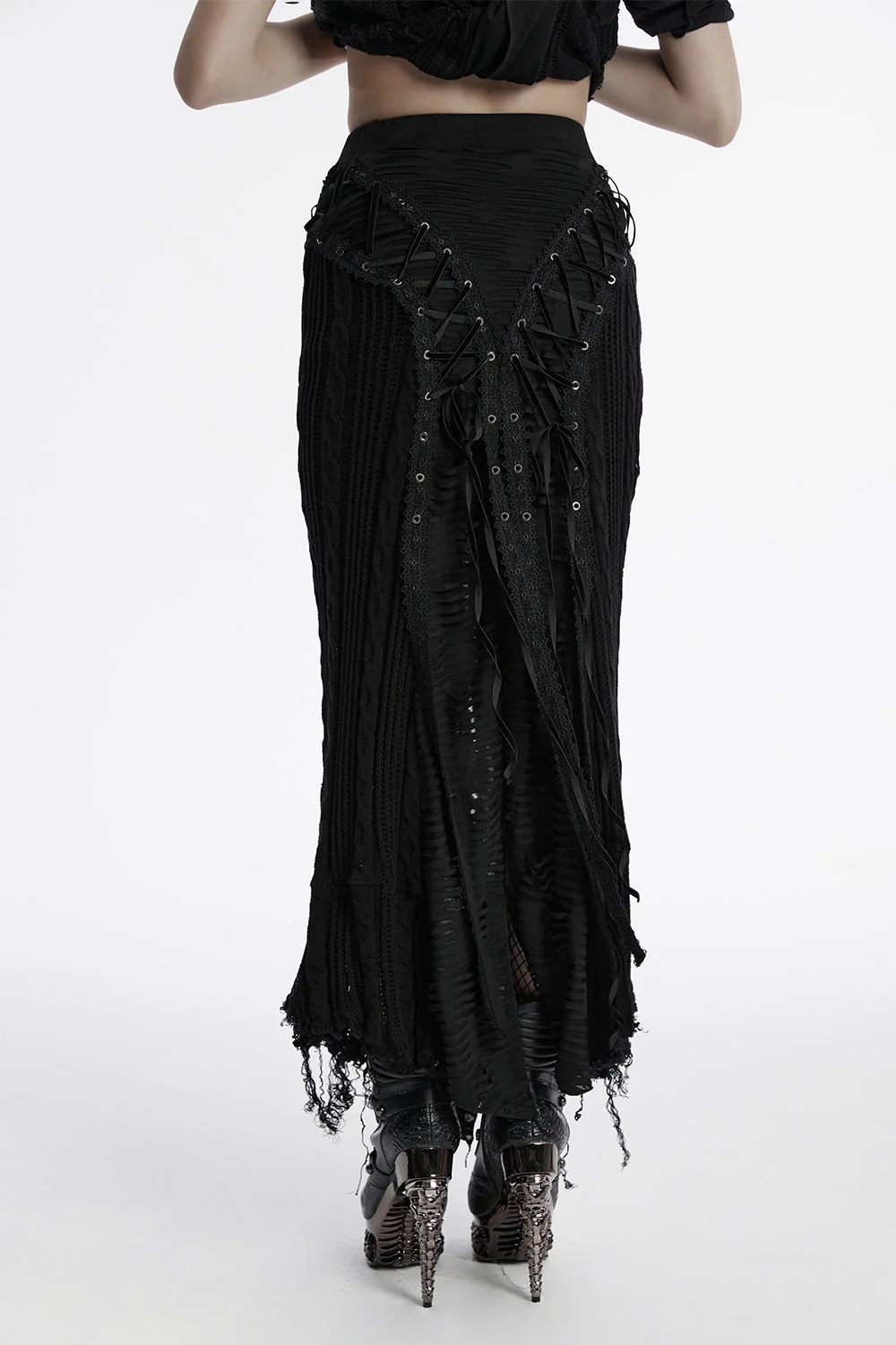 Siren's Wail Distressed Lace-Up Skirt - Image 3
