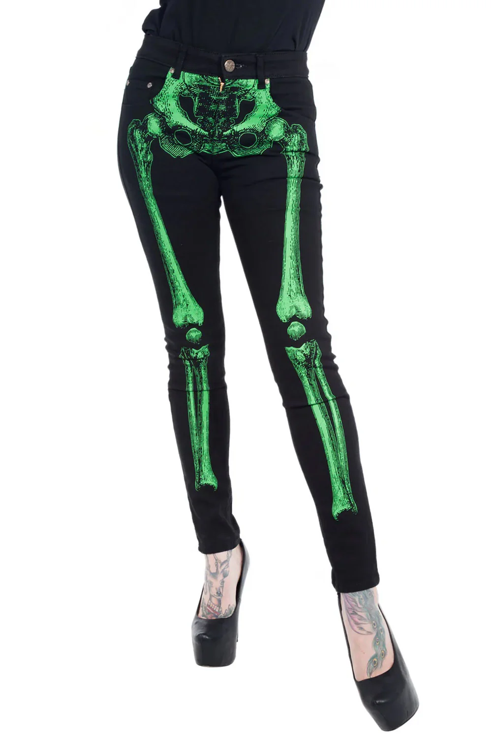 Skeleton Jeans [Unisex] [Green Bone] - Image 3