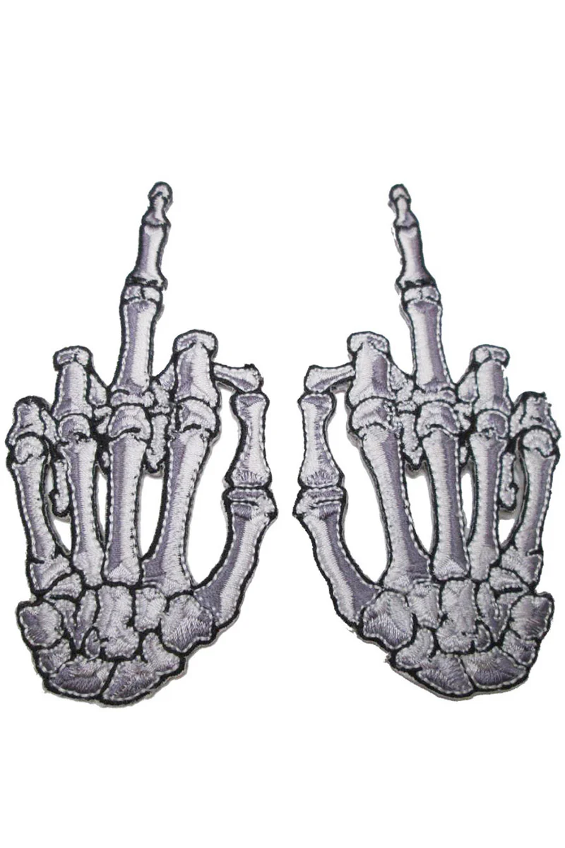 Skelli Hand Middle Finger Bone Patch Set