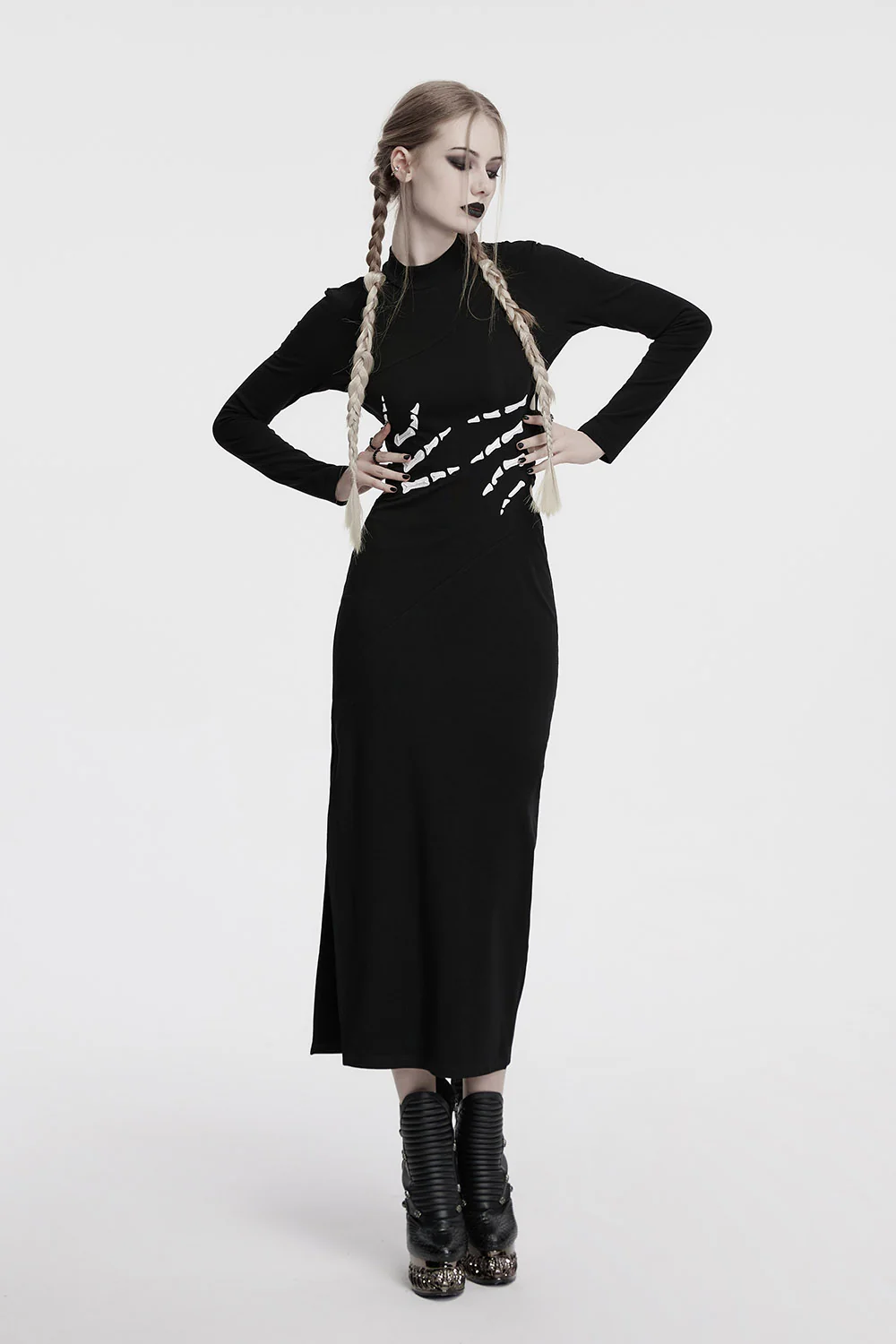 Skellington Hollow-Out Slit Dress - Image 2